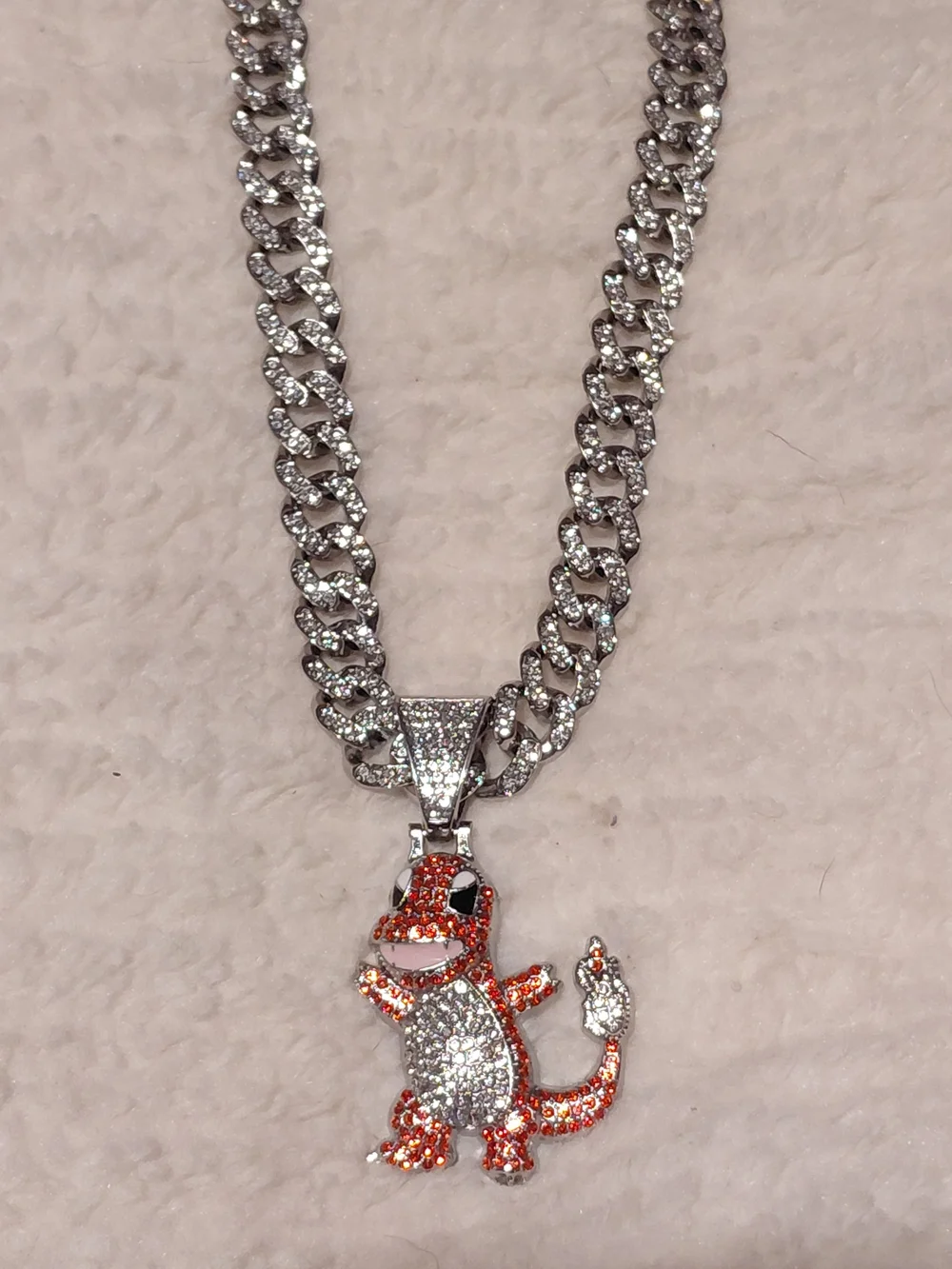 Sparkling Orange Charm Reptile Pendant Necklace Dragonball